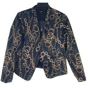 Fashion Nova Black Blazer With Gold Chain Print Women's Size 1X